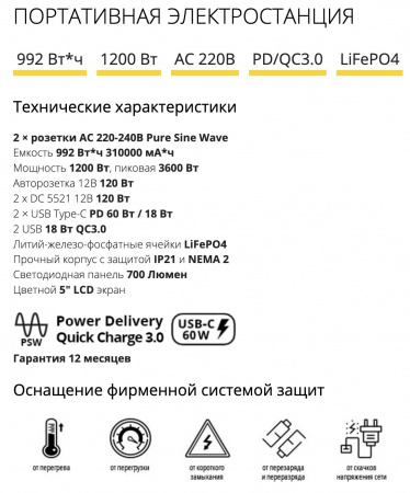 Портативная электростанция TopON TOP-X1200