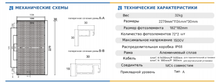 Солнечная панель Leapton 570 Вт LP182-M-72-NB-Bifaciale/ Япония/ двусторонний/ стекло 4 мм/ в алюминиевой раме